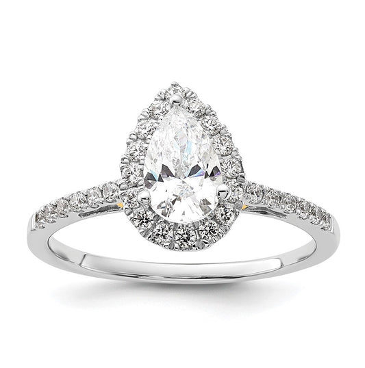 14k Two-tone Halo (Holds 1 carat (8x5mm) Pear Center) 1/3 carat Diamond Semi-mount Engagement Ring