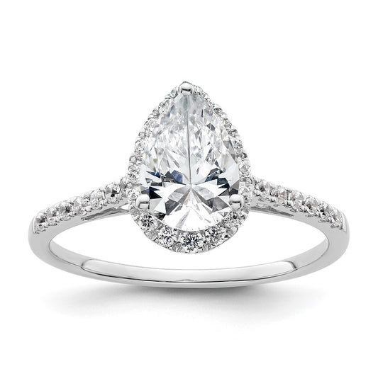 14k White Gold Halo (Holds 1.5 carat (9x6mm) Pear Center) 1/4 carat Diamond Semi-mount Engagement Ring