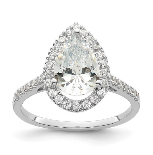 14k White Gold Halo (Holds 2 carat (10x7mm) Pear Center) 1/3 carat Diamond Semi-mount Engagement Ring