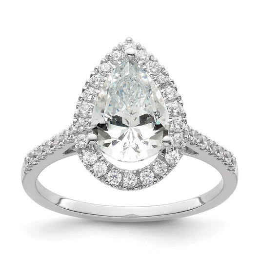 14k Two-tone Halo (Holds 2 carat (10x7mm) Pear Center) 1/3 carat Diamond Semi-mount Engagement Ring