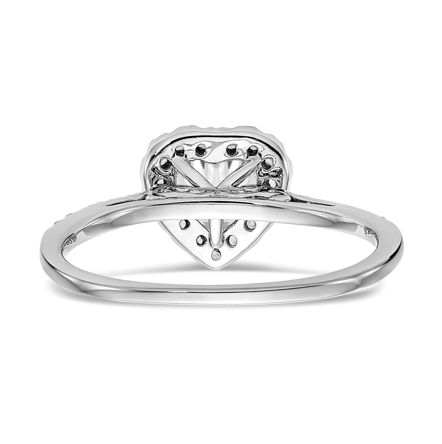 14k White Gold Halo (Holds 1 carat (6.5mm) Heart Center) 1/3 carat Diamond Semi-mount Engagement Ring