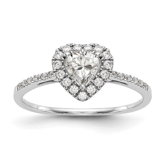 14k White Gold Halo (Holds 1 carat (6.5mm) Heart Center) 1/3 carat Diamond Semi-mount Engagement Ring