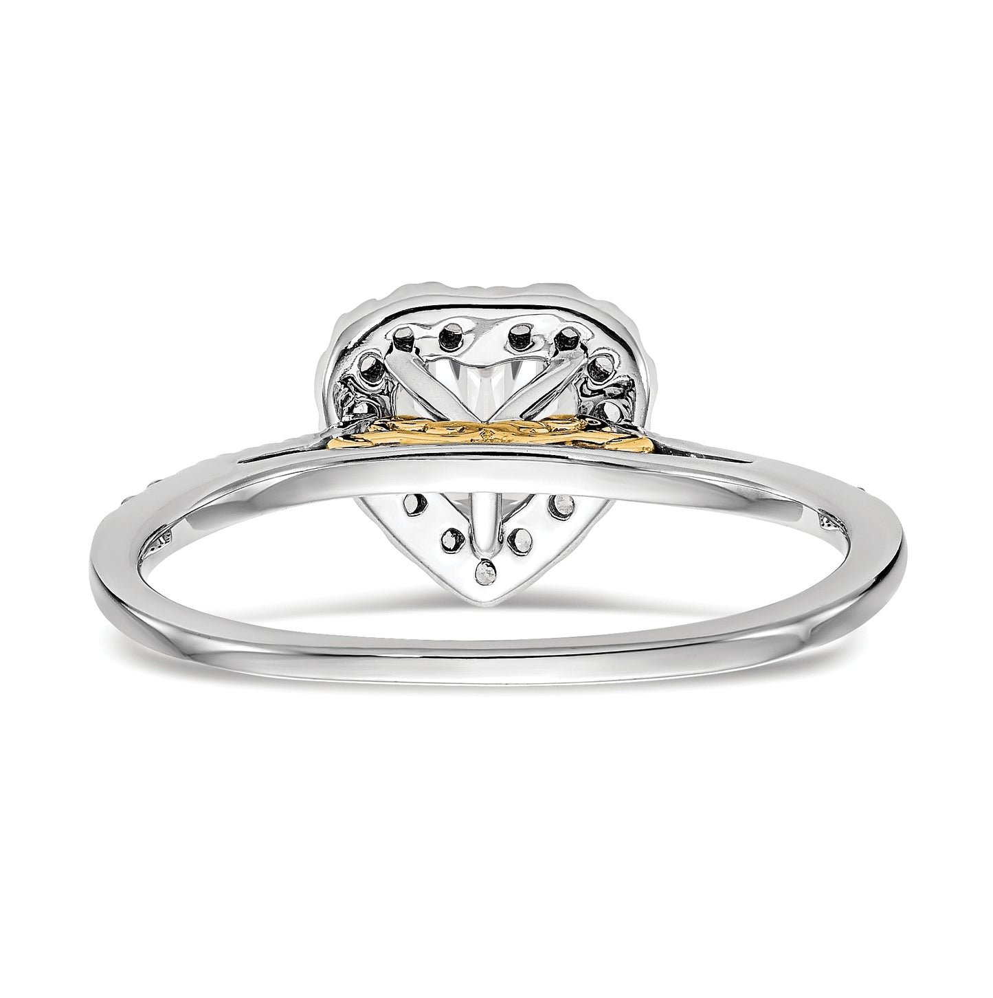 14k Two-tone Halo (Holds 1 carat (6.5mm) Heart Center) 1/3 carat Diamond Semi-mount Engagement Ring