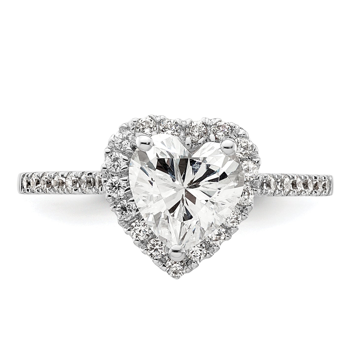 14k Two-tone Halo (Holds 1.5 carat (7mm) Heart Center) 1/3 carat Diamond Semi-mount Engagement Ring