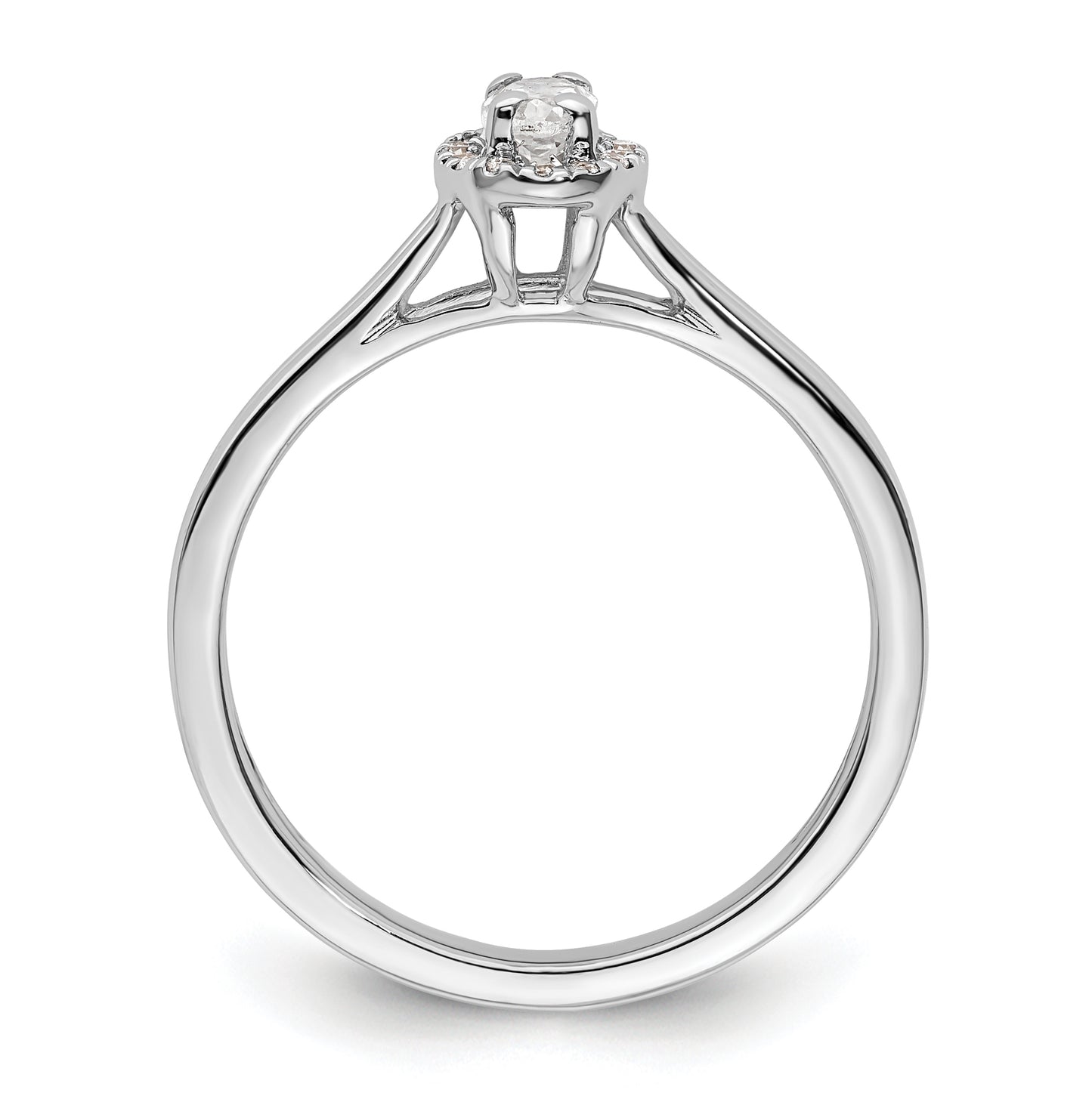 14k White Gold Halo (Holds 1/4 carat (5x3mm) Oval Center) 1/20 carat Diamond Semi-mount Split Shank Engagement Ring