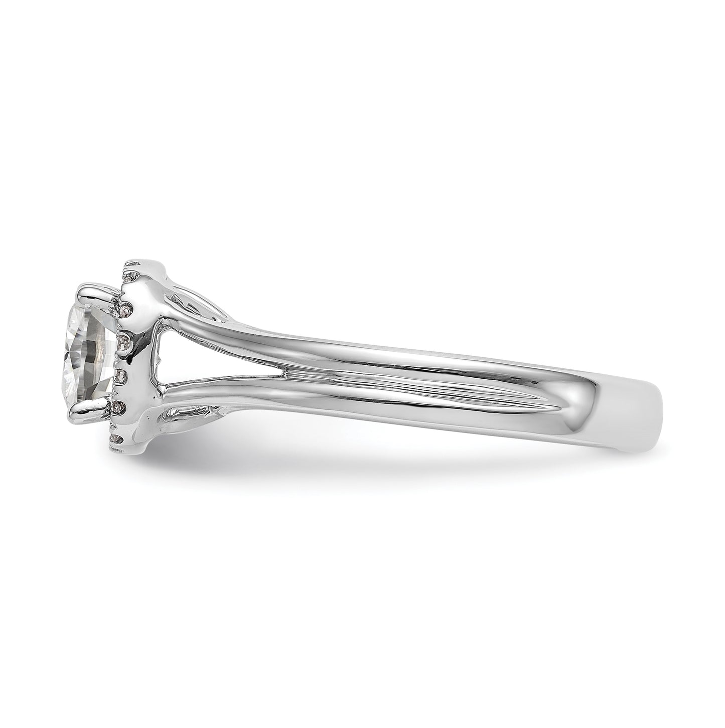14K White Gold Cushion Halo Diamond Semi-mount Split Shank Engagement Ring, 8.5 mm