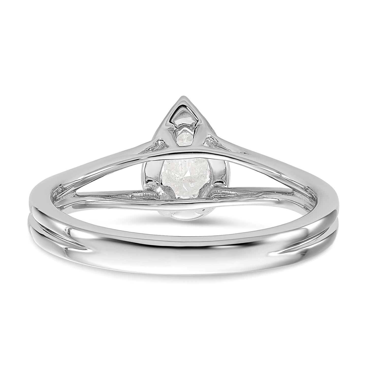 14k White Gold Halo (Holds 1/4 carat (5.5x3.5mm) Pear Center) 1/15 carat Diamond Semi-mount Split Shank Engagement Ring