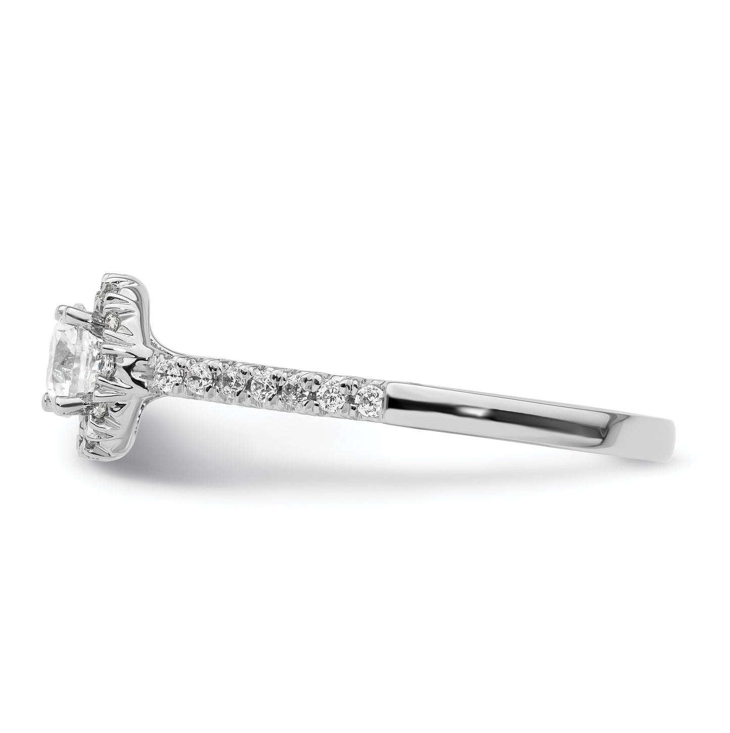 14k White Gold Halo (Holds 3/8 carat (4.6mm) Round Center) 1/4 carat Diamond Semi-mount Engagement Ring