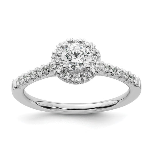 14k White Gold Halo (Holds 3/8 carat (4.6mm) Round Center) 1/4 carat Diamond Semi-mount Engagement Ring