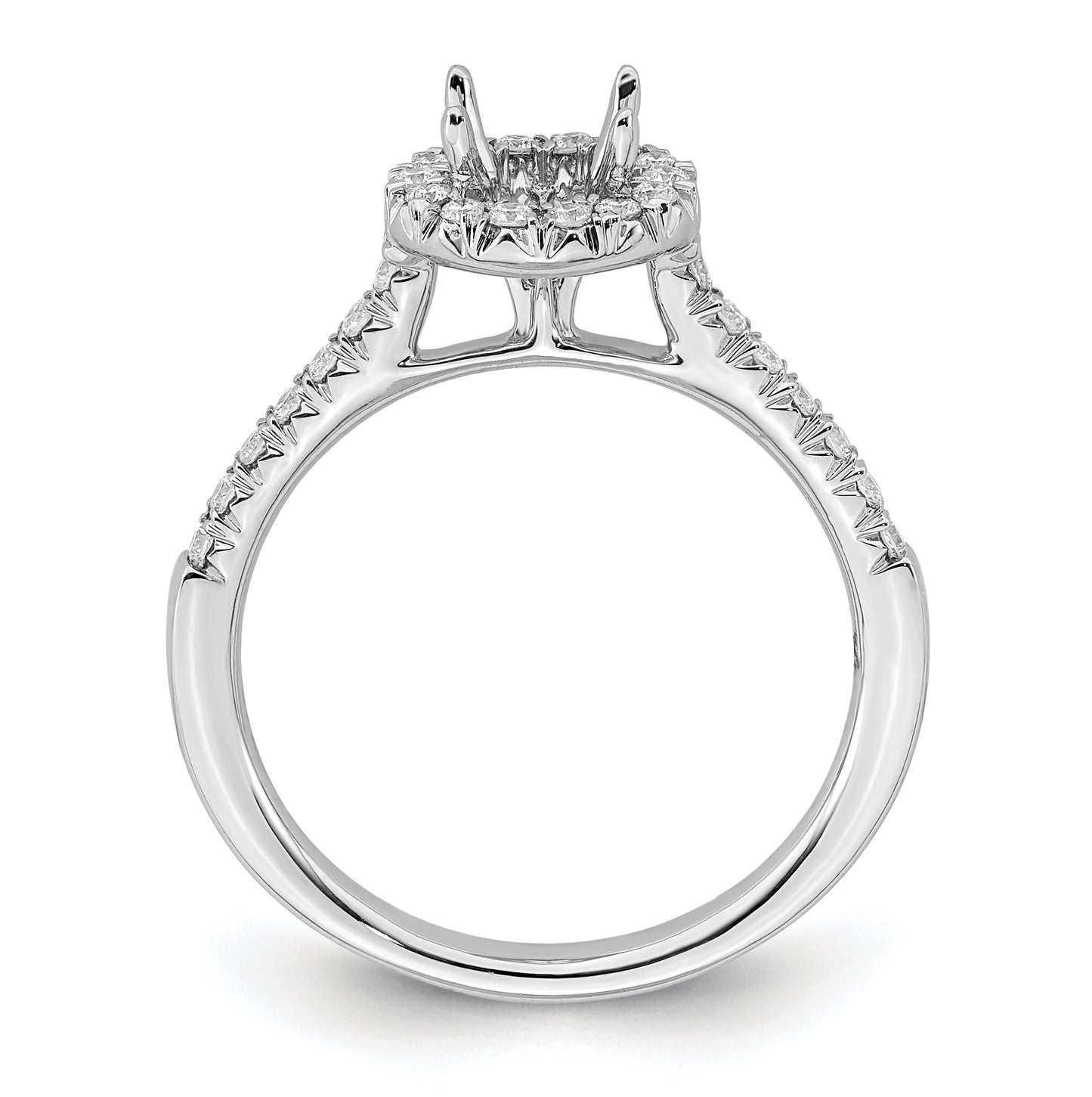 14k White Gold Halo (Holds 1/2 carat (5.2mm) Round Center) 1/4 carat Diamond Semi-mount Engagement Ring