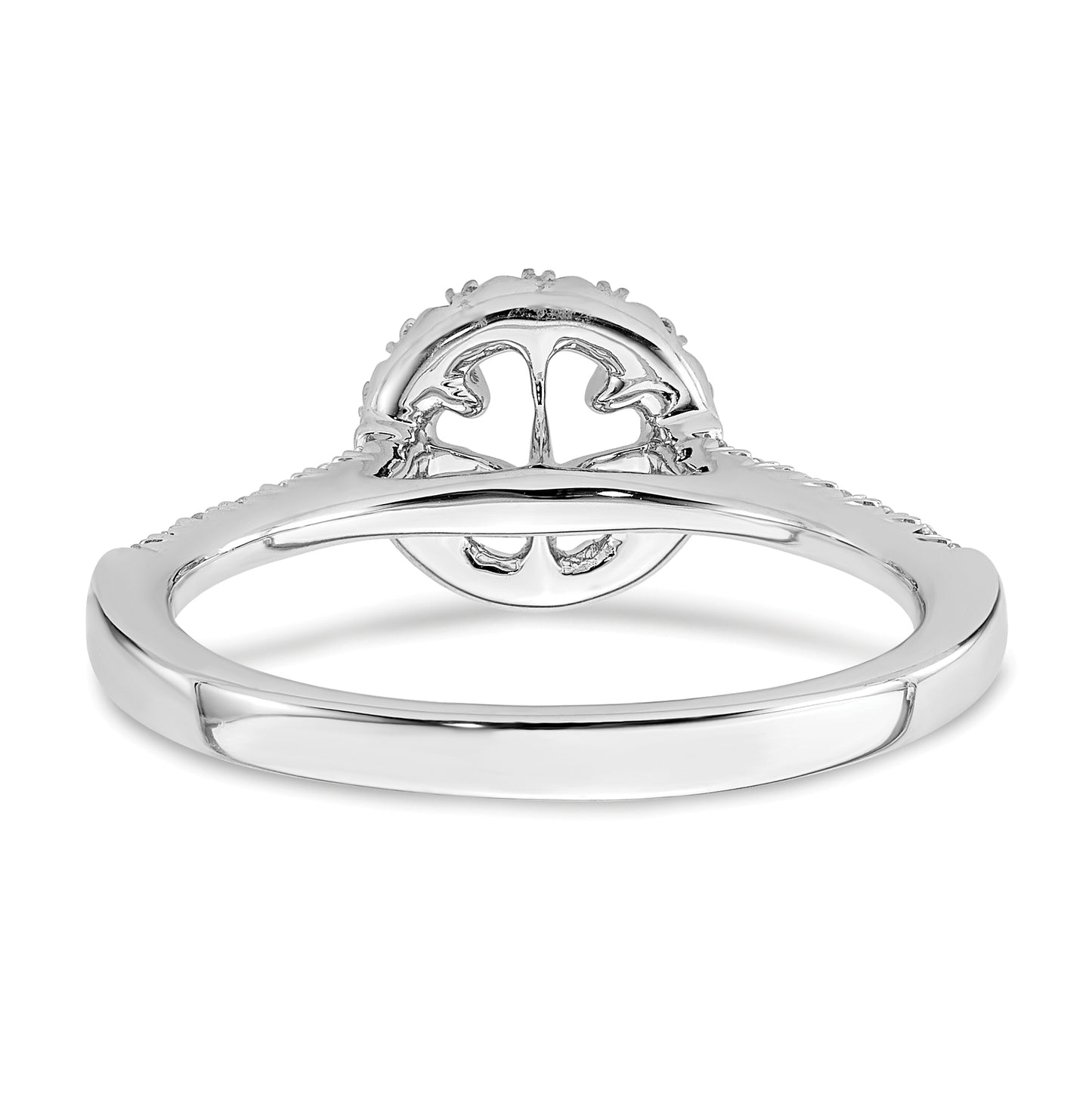 14k White Gold Halo (Holds 1/2 carat (5.2mm) Round Center) 1/4 carat Diamond Semi-mount Engagement Ring