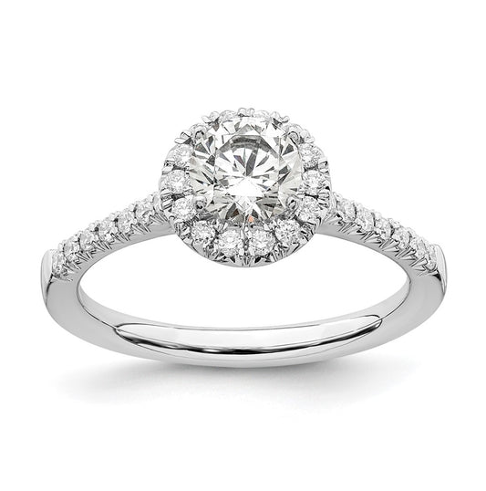 14k White Gold Halo (Holds 1/2 carat (5.2mm) Round Center) 1/4 carat Diamond Semi-mount Engagement Ring