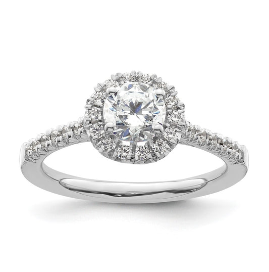 14k White Gold Halo (Holds 3/4 carat (5.7mm) Round Center) 1/3 carat Diamond Semi-mount Engagement Ring