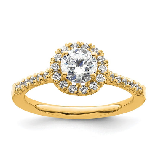 14K Yellow Gold Round Halo Diamond Semi-mount Engagement Ring