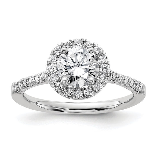14k White Gold Halo (Holds 2 carat (8mm) Round Center) 1/2 carat Diamond Semi-mount Engagement Ring