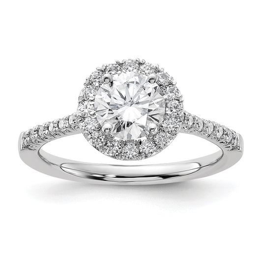 14k White Gold Halo (Holds 1 carat (6.5mm) Round Center) 1/3 carat Diamond Semi-mount Engagement Ring