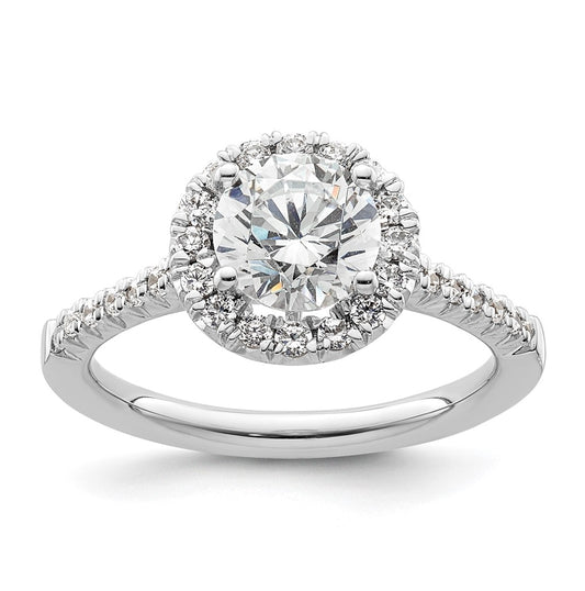 14k White Gold Halo (Holds 1.25 carat (7mm) Round Center) 3/8 carat Diamond Semi-mount Engagement Ring