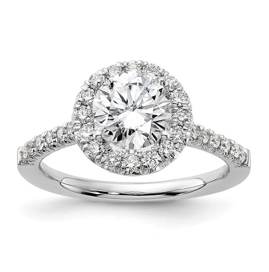 True Origin 14K White Gold 1/2 carat Lab Grown Diamond VS/SI  D E F  Semi Mount Round Halo Engagement Ring