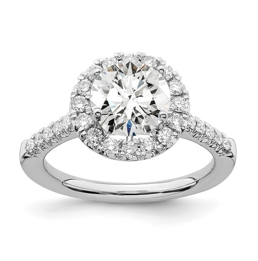 True Origin 14K White Gold 1/2 carat Lab Grown Diamond VS/SI  D E F  Semi Mount Round Halo Engagement Ring, 11 mm