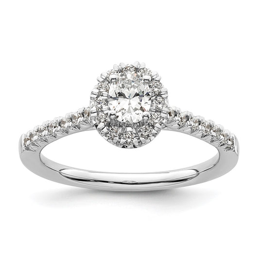 14k White Gold Halo (Holds 1/3 carat (5x4mm) Oval Center) 1/4 carat Diamond Semi-mount Engagement Ring
