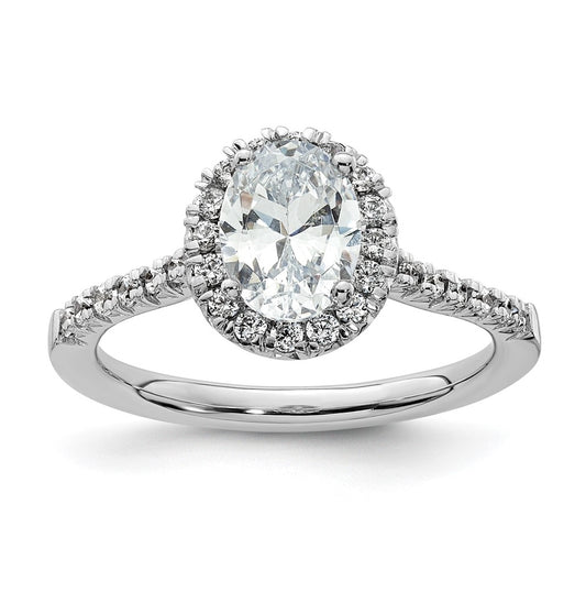 14k White Gold Halo (Holds 3/4 carat (7.5x5.4mm) Oval Center) 1/3 carat Diamond Semi-mount Engagement Ring