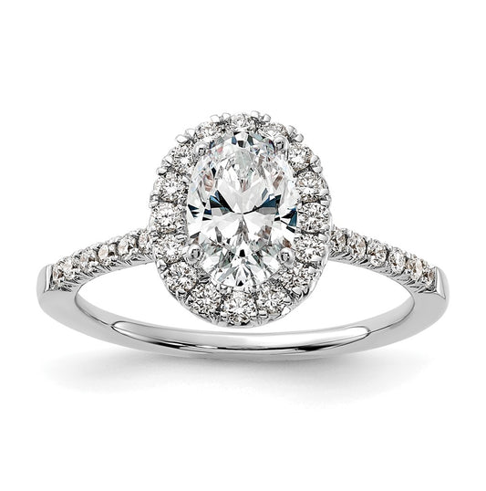 True Origin 14K White Gold 3/8 carat Lab Grown Diamond VS/SI  D E F  Semi Mount Oval Halo Engagement Ring
