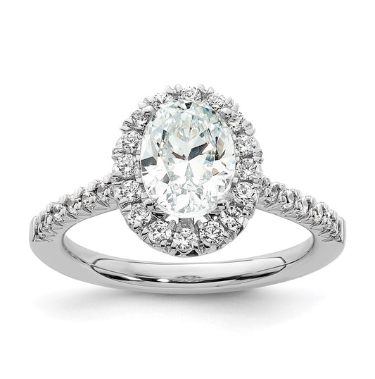 14k White Gold Halo (Holds 1.25 carat (8.5x6.1mm) Oval Center) 1/2 carat Diamond Semi-mount Engagement Ring