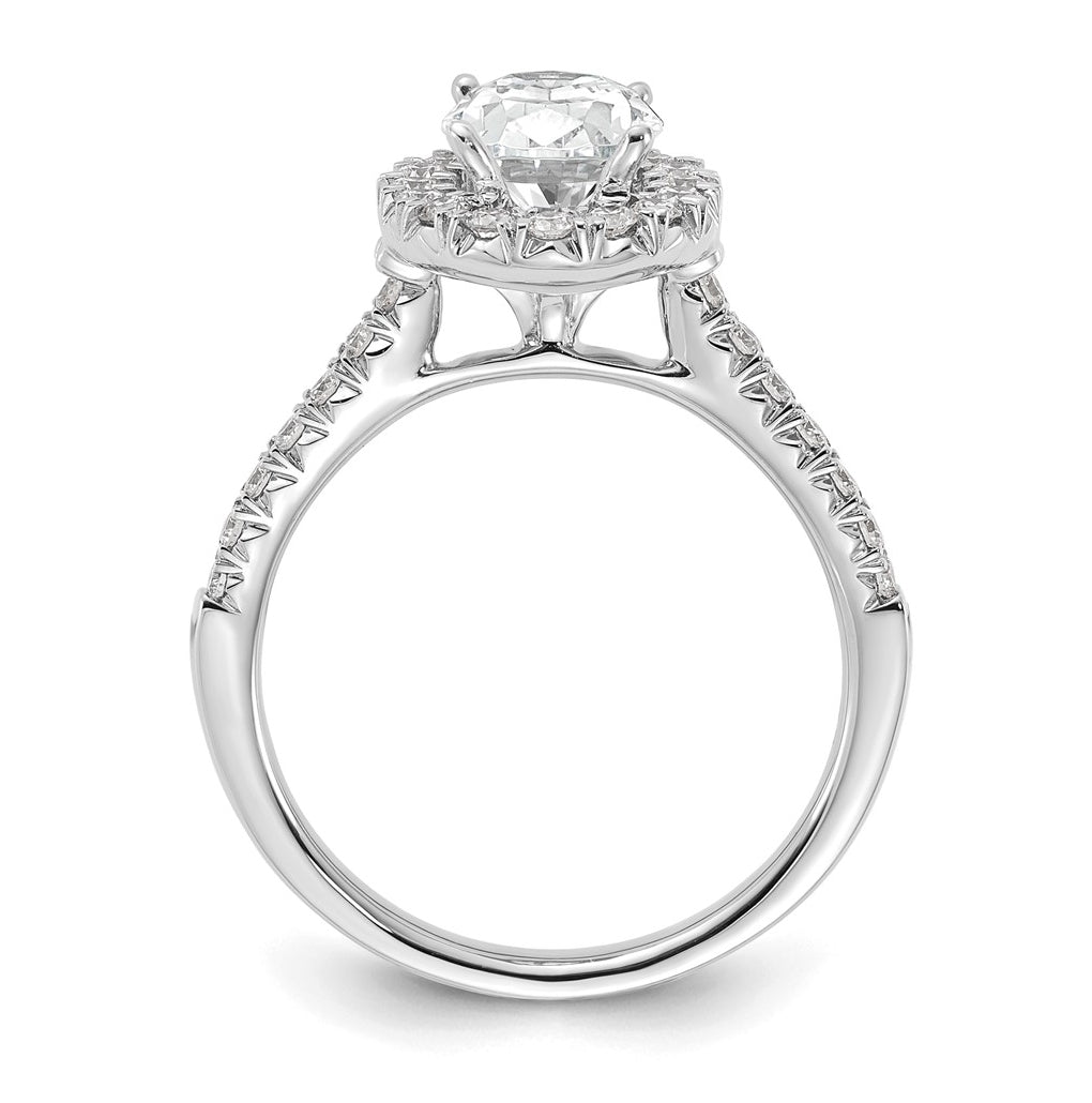 14K White Gold 2ct Cert Oval Lab Grown Diamond VS/SI+ G+ Halo Comp Eng Ring