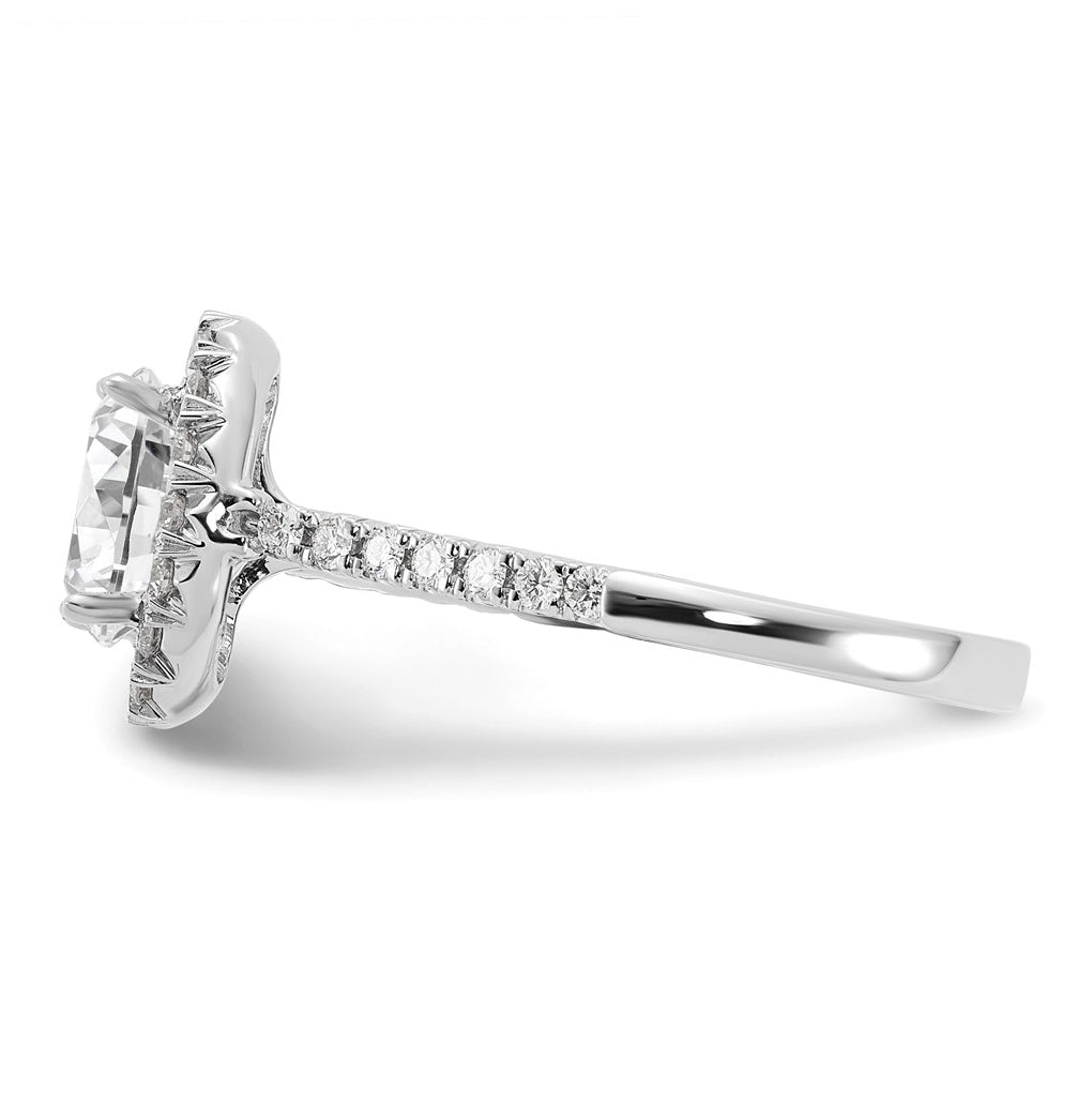 14K White Gold 2ct Cert Oval Lab Grown Diamond VS/SI+ G+ Halo Comp Eng Ring