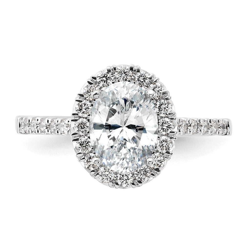 14K White Gold 2ct Cert Oval Lab Grown Diamond VS/SI+ G+ Halo Comp Eng Ring