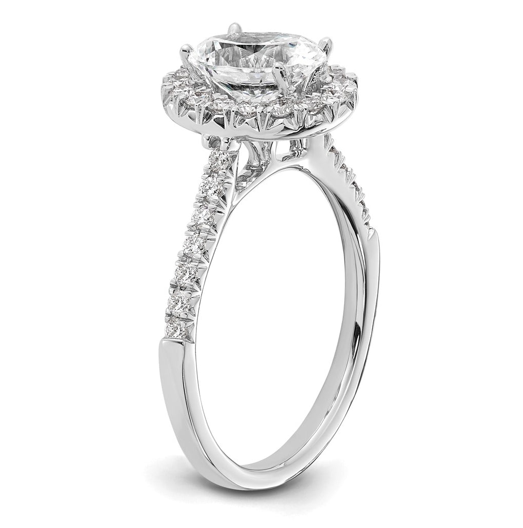 14K White Gold 2ct Cert Oval Lab Grown Diamond VS/SI+ G+ Halo Comp Eng Ring