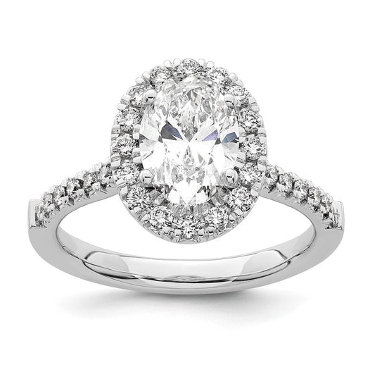 True Origin 14K White Gold 1/2 ct Lab Grown Diamond VS/SI  D E F  Semi Mount Oval Halo Engagement Ring