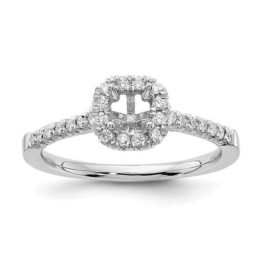 14k White Gold Halo (Holds 1/3 carat (4.1mm) Cushion Center) 1/4 carat Diamond Semi-mount Engagement Ring