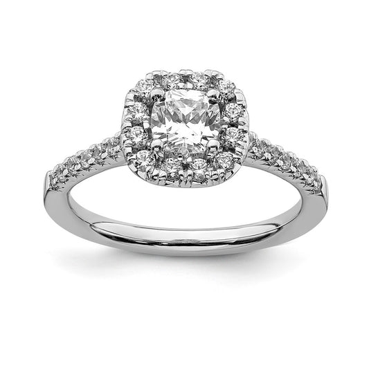 14k White Gold Halo (Holds 1/2 carat (4.8mm) Cushion Center) 3/8 carat Diamond Semi-mount Engagement Ring