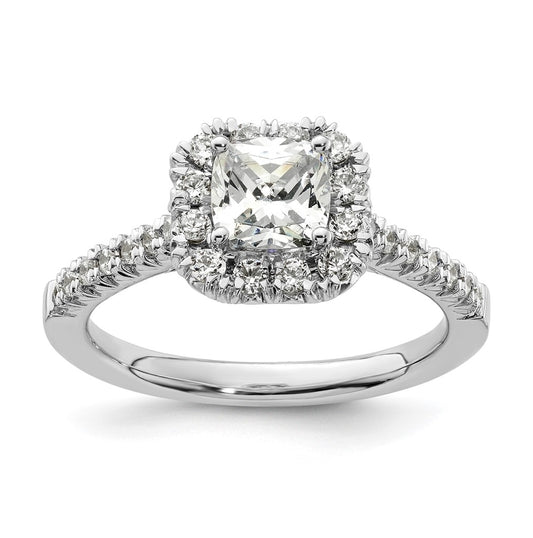 14k White Gold Halo (Holds 3/4 carat (5.3mm) Cushion Center) 3/8 carat Diamond Semi-mount Engagement Ring