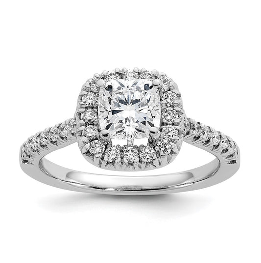True Origin 14K White Gold 3/8 carat Lab Grown Diamond VS/SI  D E F  Semi Mount Cushion Halo Engagement Ring