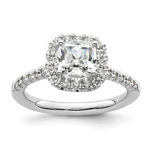 14k White Gold Halo (Holds 1.25 carat (6.4mm) Cushion Center) 1/2 carat Diamond Semi-mount Engagement Ring