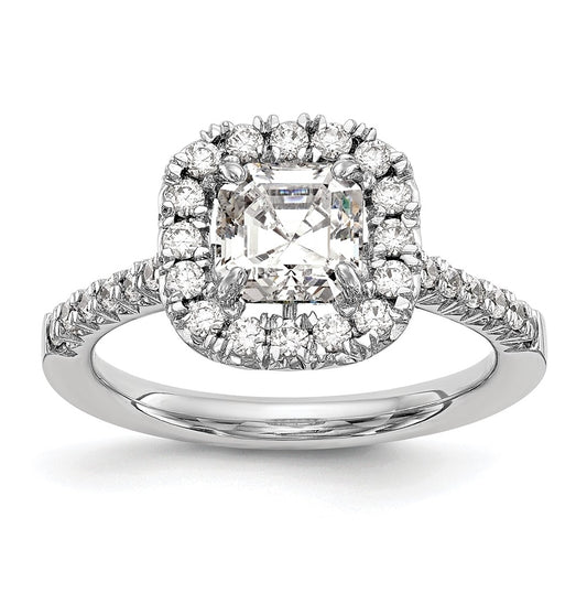 True Origin 14K White Gold 1/2 carat Lab Grown Diamond VS/SI  D E F  Semi Mount Ascher Halo Engagement Ring