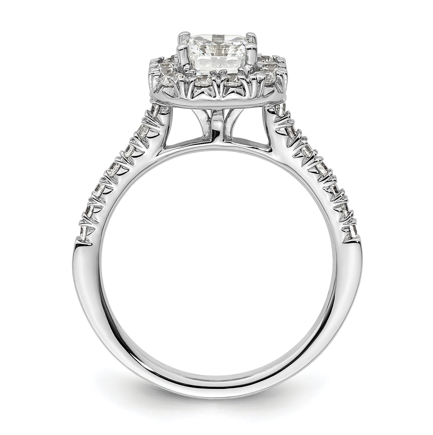 14k White Gold Halo (Holds 1.25 carat (6mm) Asscher-cut Center) 1/2 carat Diamond Semi-mount Engagement Ring