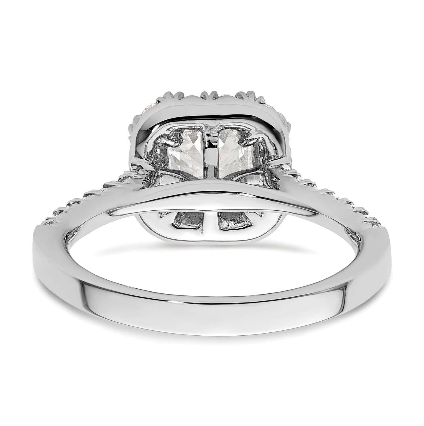 14k White Gold Halo (Holds 1.25 carat (6mm) Asscher-cut Center) 1/2 carat Diamond Semi-mount Engagement Ring
