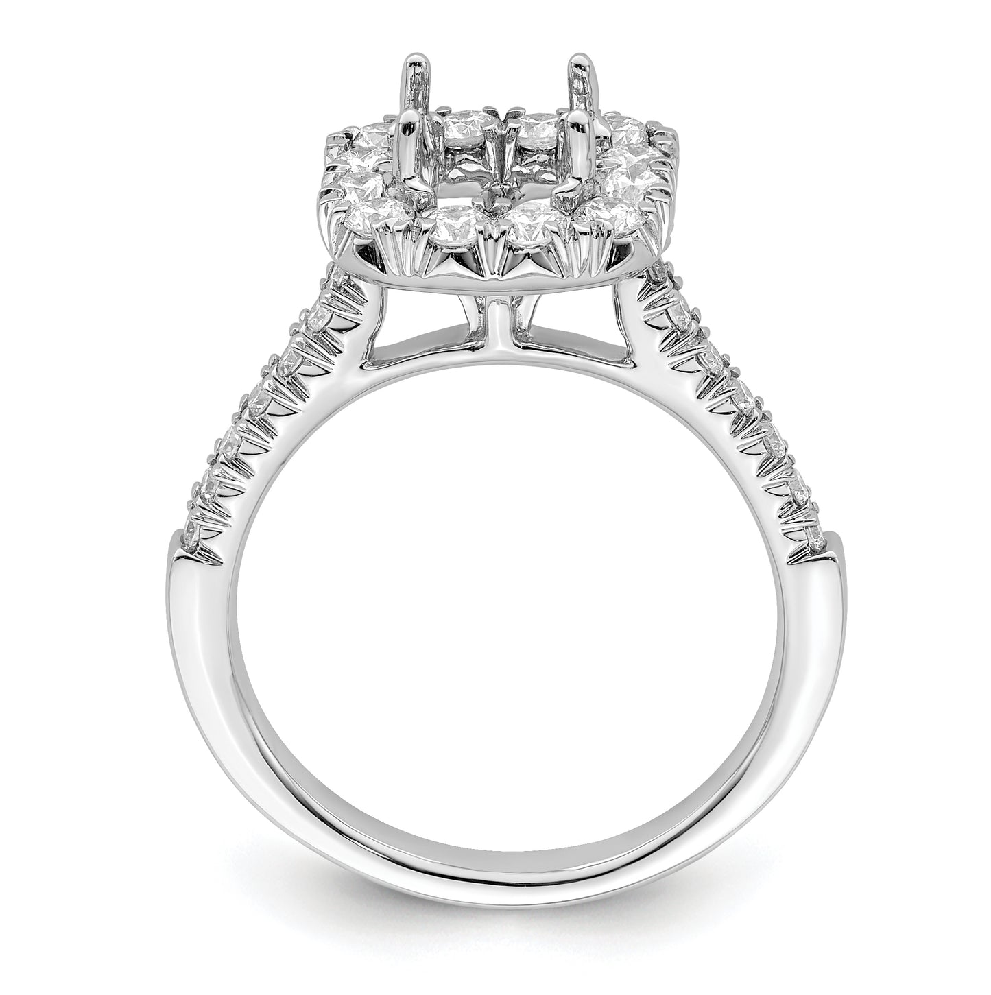 14k White Gold Halo (Holds 1.5 carat (6.25mm) Asscher-cut Center) 3/4 carat Diamond Semi-mount Engagement Ring