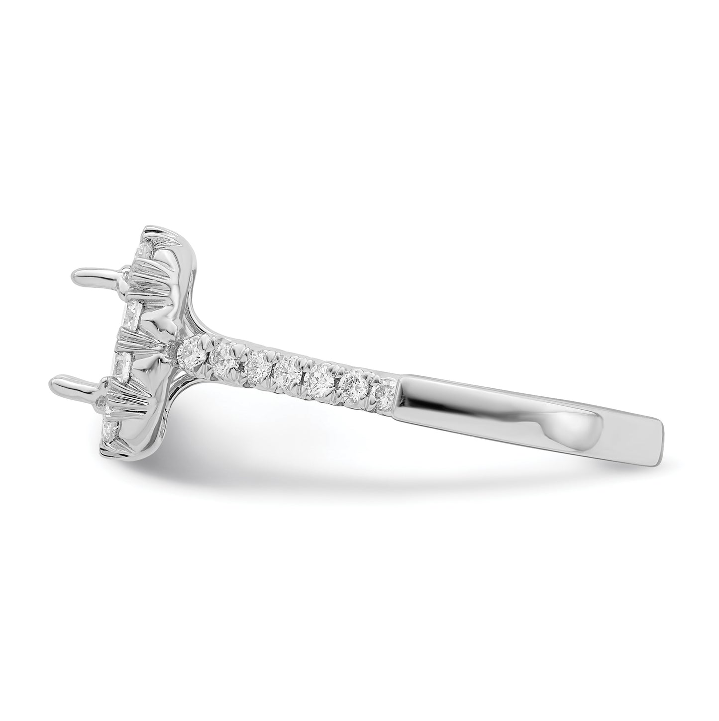 14k White Gold Halo (Holds 1.5 carat (6.25mm) Asscher-cut Center) 3/4 carat Diamond Semi-mount Engagement Ring