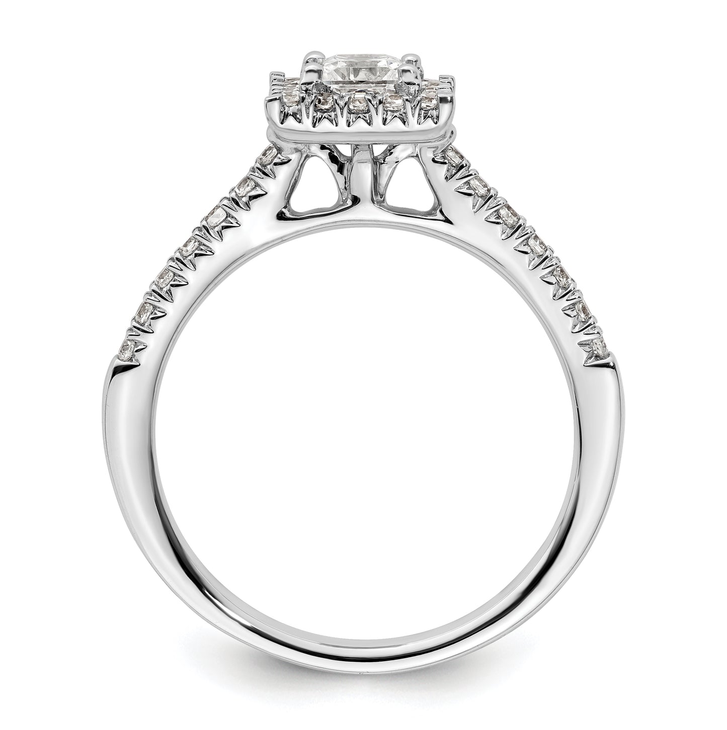 14k White Gold Halo (Holds 1/3 carat (3.9mm) Princess Center) 1/3 carat Diamond Semi-mount Engagement Ring
