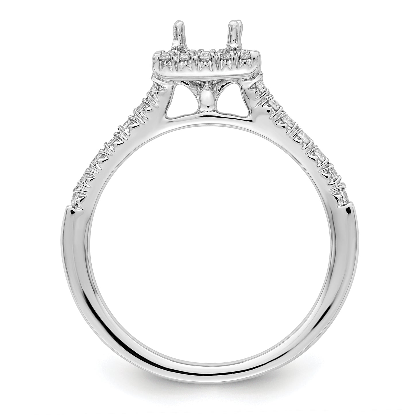 14k White Gold Halo (Holds 1/2 carat (4.4mm) Princess Center) 1/3 carat Diamond Semi-mount Engagement Ring