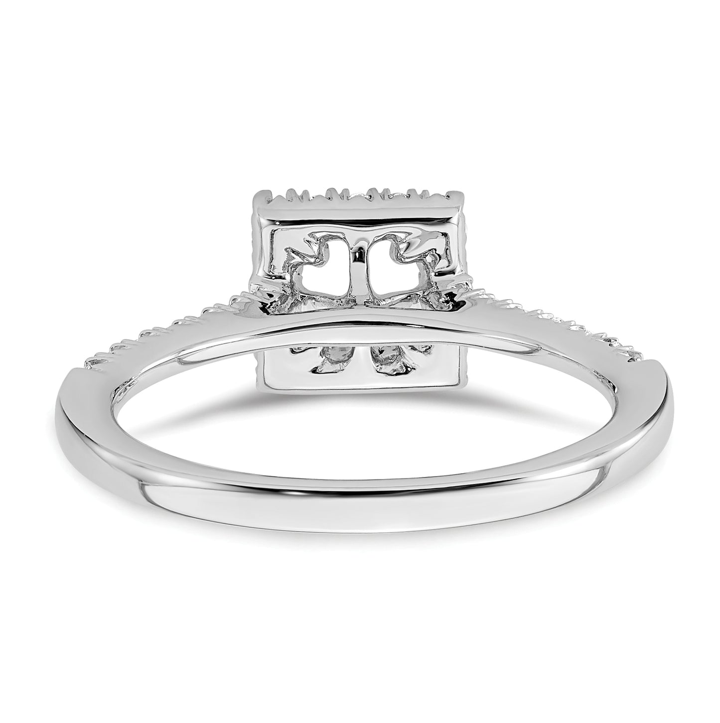 14k White Gold Halo (Holds 1/2 carat (4.4mm) Princess Center) 1/3 carat Diamond Semi-mount Engagement Ring