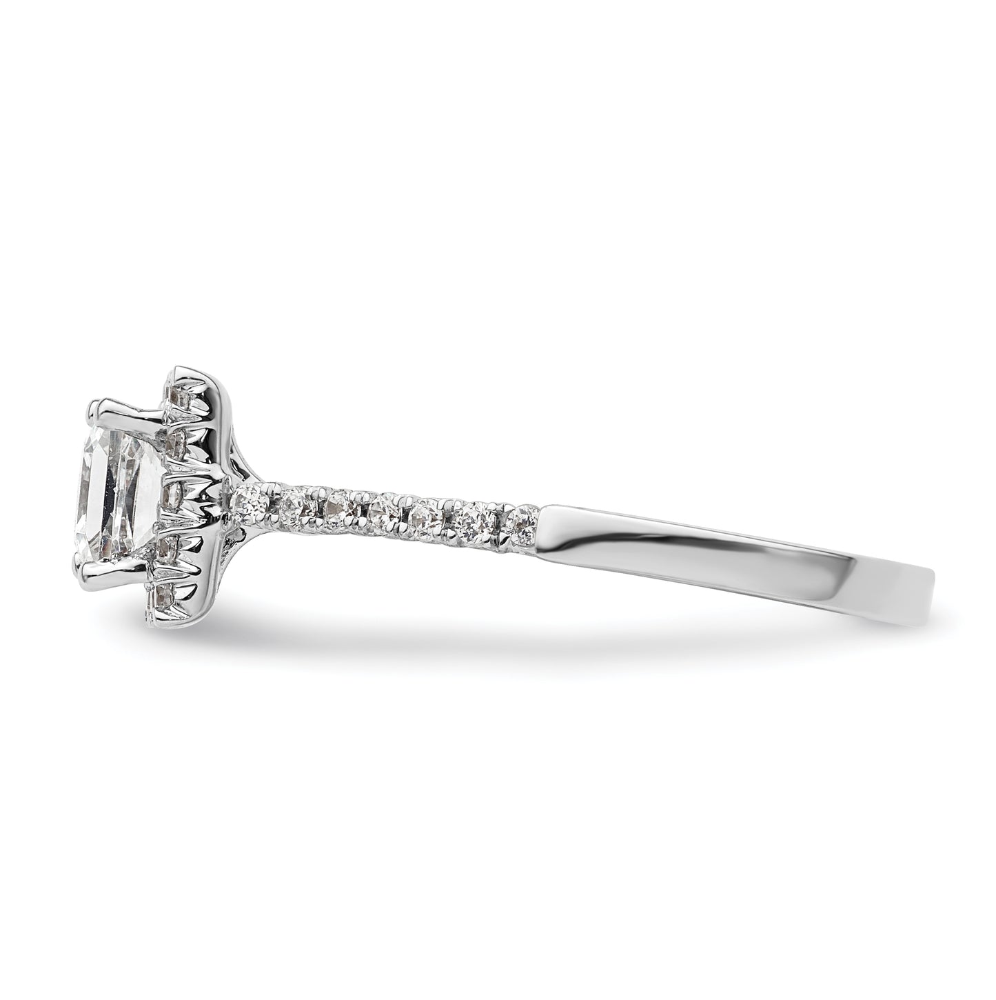 14k White Gold Halo (Holds 3/4 carat (4.9mm) Princess Center) 1/3 carat Diamond Semi-mount Engagement Ring