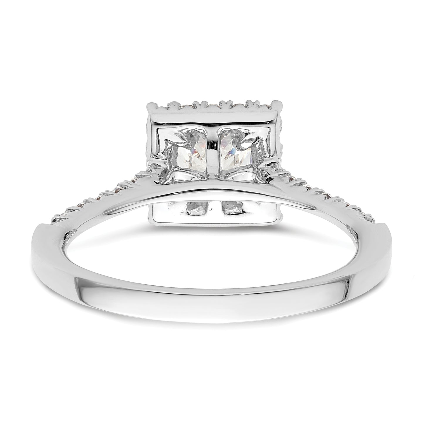 14k White Gold Halo (Holds 3/4 carat (4.9mm) Princess Center) 1/3 carat Diamond Semi-mount Engagement Ring