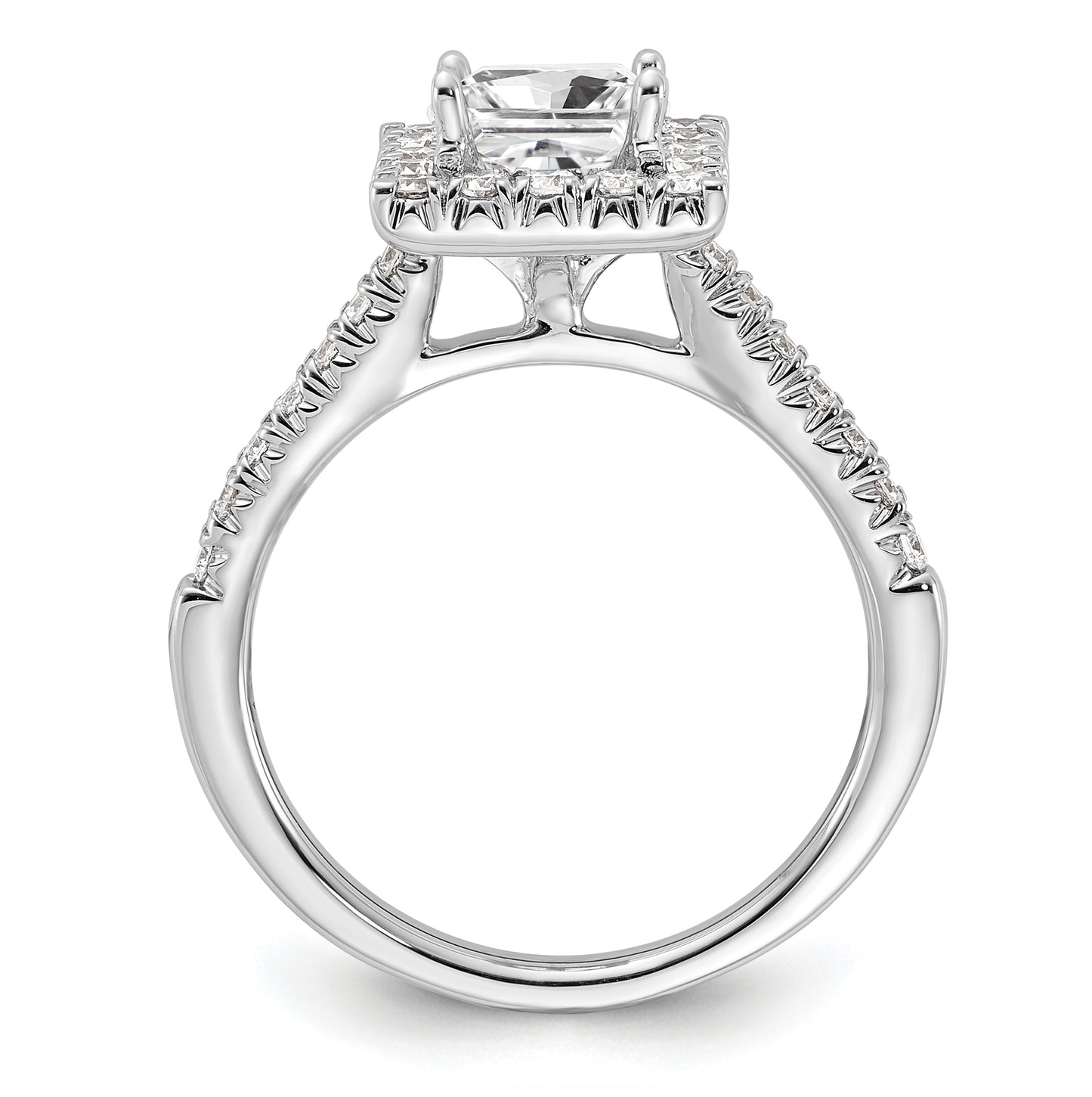 14k White Gold Halo (Holds 1 carat (5.8mm) Princess Center) 1/2 carat Diamond Semi-mount Engagement Ring