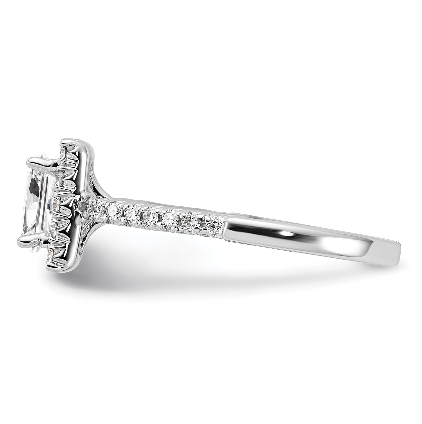 True Origin 14K White Gold 1/2 carat Lab Grown Diamond VS/SI  D E F  Semi Mount Princess Halo Engagement Ring