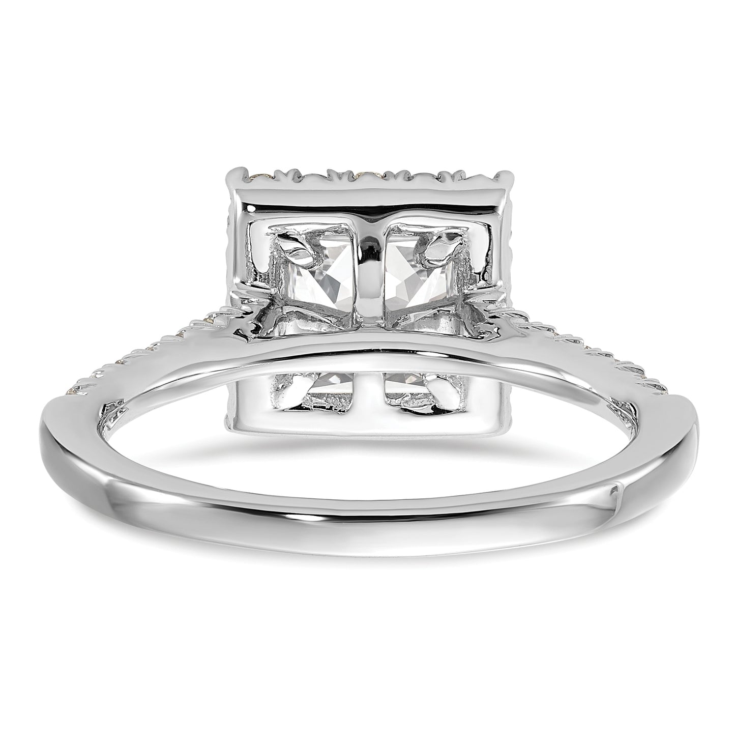 True Origin 14K White Gold 1/2 carat Lab Grown Diamond VS/SI  D E F  Semi Mount Princess Halo Engagement Ring